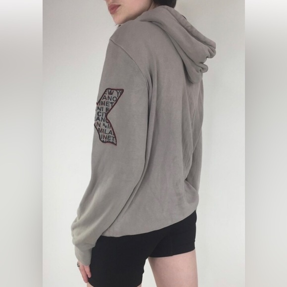 REDUCED 🪷Y2K Armani Exchange light grey hoodie, pullover, embroidery AX on arms - Picture 3 of 17